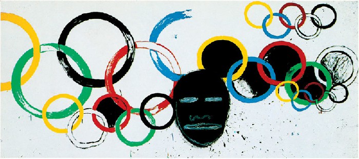 Olympic rings by Basquiat and Warhol